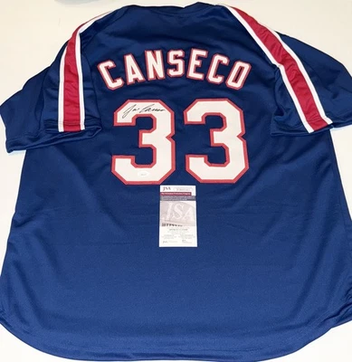 Jose Canseco signed Texas Rangers Custom jersey autographed JSA Witnessed COA - Image 1 of 4
