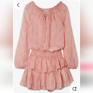 LoveShackFancy Silk Ruffled Printed Georgette Antique Rose Mini Dress NWOT - Picture 1 of 15