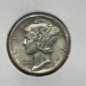 1939 10C Mercury Dime F3791 entrambe le fasce qualche lucentezza - Foto 1 di 4