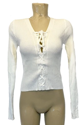 Новый с Ярлыками Ambiance одежда слоновой кости рубашка L большой 32» V шеи длинным рукавом блузка верхний ребро - Изображение 1 из 4