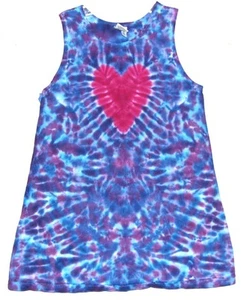 Girl's Tie Dye Dress Heart tank top sizes 2T-12 grateful dead hippie love art - Picture 1 of 1