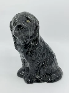 RARE Vintage Mid Century Black Old English Sheepdog Chalkware Statue MCM 7” - Picture 1 of 8