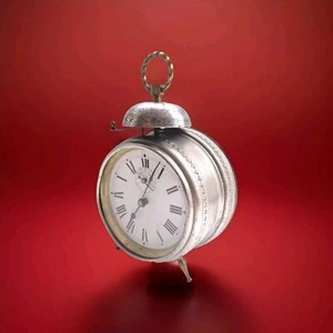 Antique Vintage Wind Up Alarm Clock Depose Brevete REVEIL PERFECTIONNE FRENCH - Foto 1 di 13