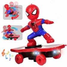 Super Hero Electric Spiderman Skateboard Kids Toy With Light Music 360° Tumbler