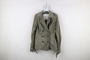 Vintage Y2K Abercrombie & Fitch Womens Large Faded Military Peacoat Trench Coat - Picture 1 of 22