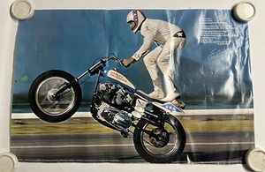 ORIGINAL Vintage 1973 Evel Knieval Evel-Wheelie Harley Davidson Poster 22” x 34” - Bild 1 von 5