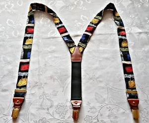 GENTS VINTAGE AUTHENTIC HANDCRAFTED LEATHER GOODS SILK MEN'S SUSPENDERS - Picture 1 of 6