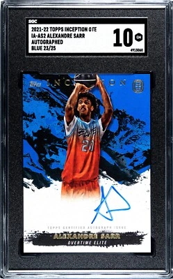 2021 TOPPS INCEPTION OVERTIME AUTO CARD OF ALEX  SARR TRUE RC BLUE 23/25  SGC 10 - Image 1 of 2