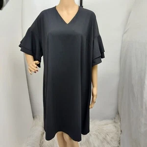ELOQUII * VESTIDO NEGRO CORTO CON VOLANTES MANGA CAMPANA TALLA: 18 NUEVO CON ETIQUETAS - Imagen 1 de 4