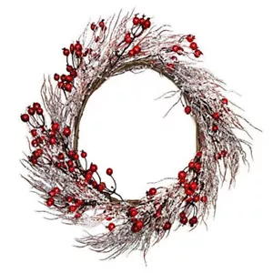 35cm Festive Glitter Twig Berry Winter Christmas Deluxe Door Hanging Wreath - Picture 1 of 1