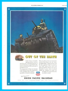 Union Pacific Railroad Army Panzer Soldat Güterverkehr Druck Anzeige 1943 - Bild 1 von 4