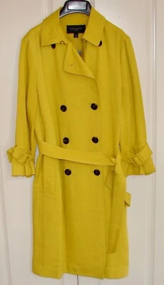 NWT Ann Taylor sz Petite Large yellow linen blend double breasted trench coat - Image 1 of 4