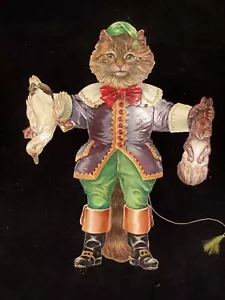 Antica Litografia Rafael Tuck Meccanica Gatto N Stivali Gatto con Coniglio e Anatra - Foto 1 di 6