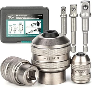 6 Pcs Adjustable Tap Sockets Tap Socket Set 1/4" 3/8" 1/2" Tap Holder Tool New - Picture 1 of 8