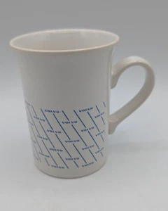Vintage KilnCraft Tapered Volvo Coffee Mug Cup Car White Blue Made in England - Picture 1 of 7