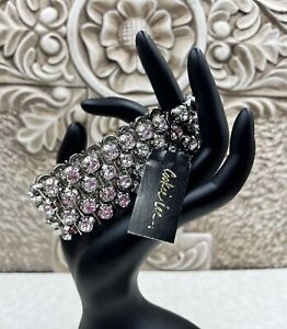 Women Silver Studded Rhinestone Bracelet by Cookie Lee New w Tags Vintage