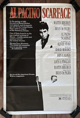 复古原版 1983 年 Al Pacino 疤面煞星电影 Litho 海报 1980 年代 Tony Montana — 第 1/4 张图片