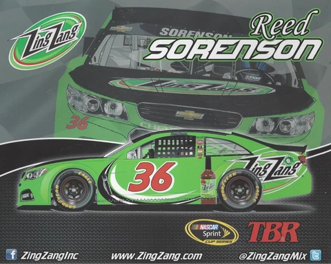 2014 REED SORENSON "ZING ZANG" #36 TOMMY BALDWIN NASCAR SPRINT CUP POSTCARD Cover