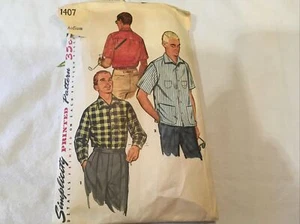 Schnittmuster Schnitt Vintage (1955) Simplicity 1407 Herren Hemden Größe M - Bild 1 von 2