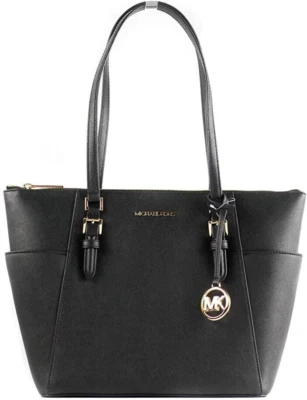 Michael Kors Charlotte Large Tote Black Saffiano Leather 35TOGCFT7L $448 MSRP FS - Image 1 of 4