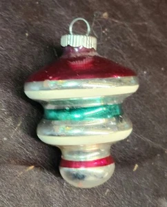 1950s Shiny Brite UFO Christmas Ornament, Mercury Glass, Pink/Green/White, EUC - Picture 1 of 5