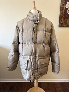 Vtg EDDIE BAUER Premium Heavy Duty Goose Down Jacket Tan Coat XLT - Picture 1 of 24
