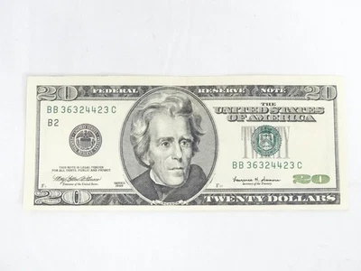 1999 US $20 Twenty Dollar Bill Monochrome Note NYC Federal Reserve - Image 1 of 4
