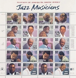 US Scott #2983-2992 - 1995 32¢ JAZZ MUSICERS - Full Sheet MNH FREE SHIPPING - Bild 1 von 1