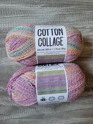 2 Premier Cotton Collage Sock Yarn Lot, Sunshine Multi, Pink Fine Merino Wool - Image 1 of 2