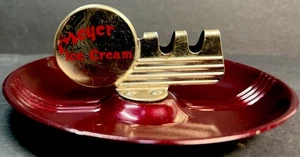 Vintage 1950’s Candy Apple Red Meyer Ice Cream Advertising Metal Ashtray - Picture 1 of 6