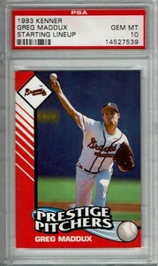 1993 STARTING LINEUP SLU PRESTIGE PITCHERS GREG MADDUX PSA 10 GEM MINT LOW POP 1 - Picture 1 of 2