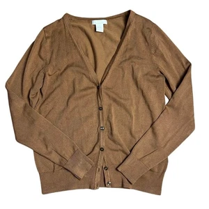 H&M Camel Brown Fitted V-Neck Cardigan Sweater Size S - Picture 1 of 5