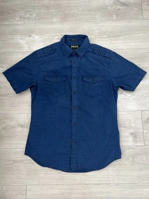 Helix Men’s Short Sleeve Button Up Shirt Size S Dark Blue Casual Lightweight - Image 1 of 4