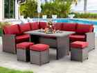 7 Pcs Patio Rattan Dining Set Sectional Sofa Couch Ottoman Outdoor - Brand New!