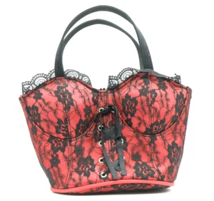 Corset Bustier Bodice Purse Handbag Lace Red Black Romantic Collection - Picture 1 of 14