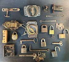 Lot Of Antique Vintage Keys Locks Latches Padlocks & Other Parts
