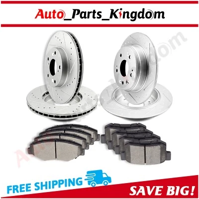 Rotores de disco delanteros y traseros + pastillas de freno de cerámica para Honda CR-V 2002 2003 2004 Foto 1 de 4