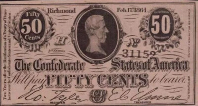 1864 $.50 CSA T72 *Reproduction* Civil War Jefferson Davis Pictured - Image 1 of 2
