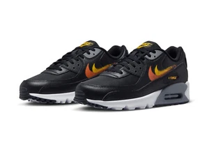 Nike Air Max 90 Black University Gold Orange Sneaker Shoes 40 US 8.5 FJ4229-001 - Picture 1 of 8