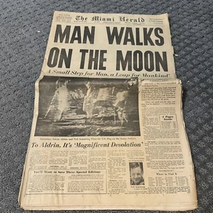 Miami Herald July 21 1969 Original Man Walks On The Moon Newspaper Full Paper - Picture 1 of 6