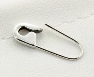 14K White Gold Safety Pin Brooch Earring 3/4''Inch long Handmade in USA - Picture 1 of 5