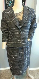 Nwt Teri John Rickie Freeman Metallico Tweed Pizzo 2pc Giacca Abito Suit 8 - Foto 1 di 10