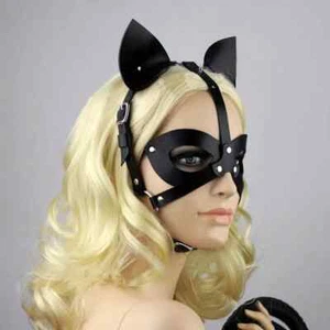 Women's Sexy Faux Leather Cat Mask Pet Style Mask Role Playing Sexy Mask Cat - Picture 1 of 7