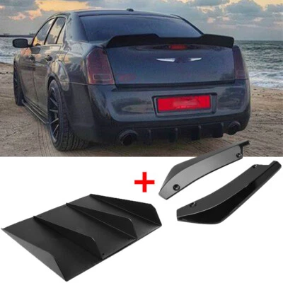 Car Rear Diffuser 4 Shark Fin Lip + Rear Bumper Splitter Canard For Chrysler 300 - Imagem 1 de 4