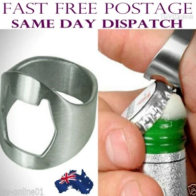 New Stainless Steel Bottle Opener Ring Super Cool Novelty Gift Idea Father's Day - image 1 of 4