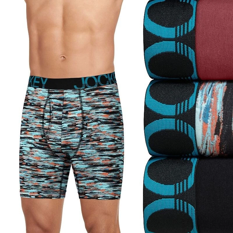 Men's Jockey 3-Pack Active Stretch Long-Leg Boxer Briefs / Size Large 36-38