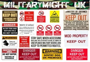 1/18 1/16 3.75" SCALE MODERN BRITISH MOD MILITARY BASE SIGNS DIORAMA DECALS - Picture 1 of 1