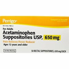 Perrigo Acetaminophen Suppositories 650mg 50ct -Expiration Date 12/2025