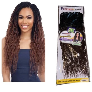 FreeTress 3X Pre-Stretched Natural Wavy Twist 18” 0T30 Ombre Two Tone Auburn - Picture 1 of 4
