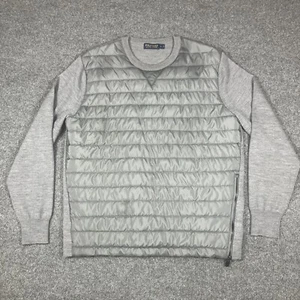 Polo Ralph Lauren Golf Merino Wool Puffer Sweater Mens Large Grey - Picture 1 of 9